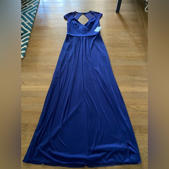 David's Bridal Dresses Nwt Davids Bridal Long Mesh Dress With Lace Cap Sleeves Poshmark